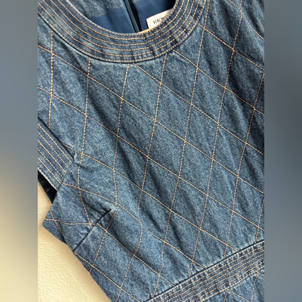 Veronica Beard Ginny Sleeveless Denim Topstitch Mini Dress - Picture 7 of 11
